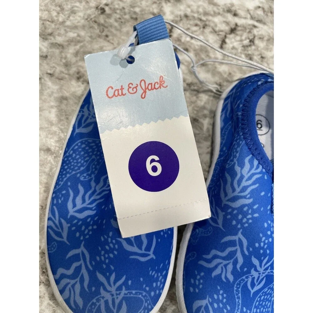 Cat & Jack Toddler Uni-Sex Sea Life Print Slip-On Water Shoes Sandals Size 6 NWT